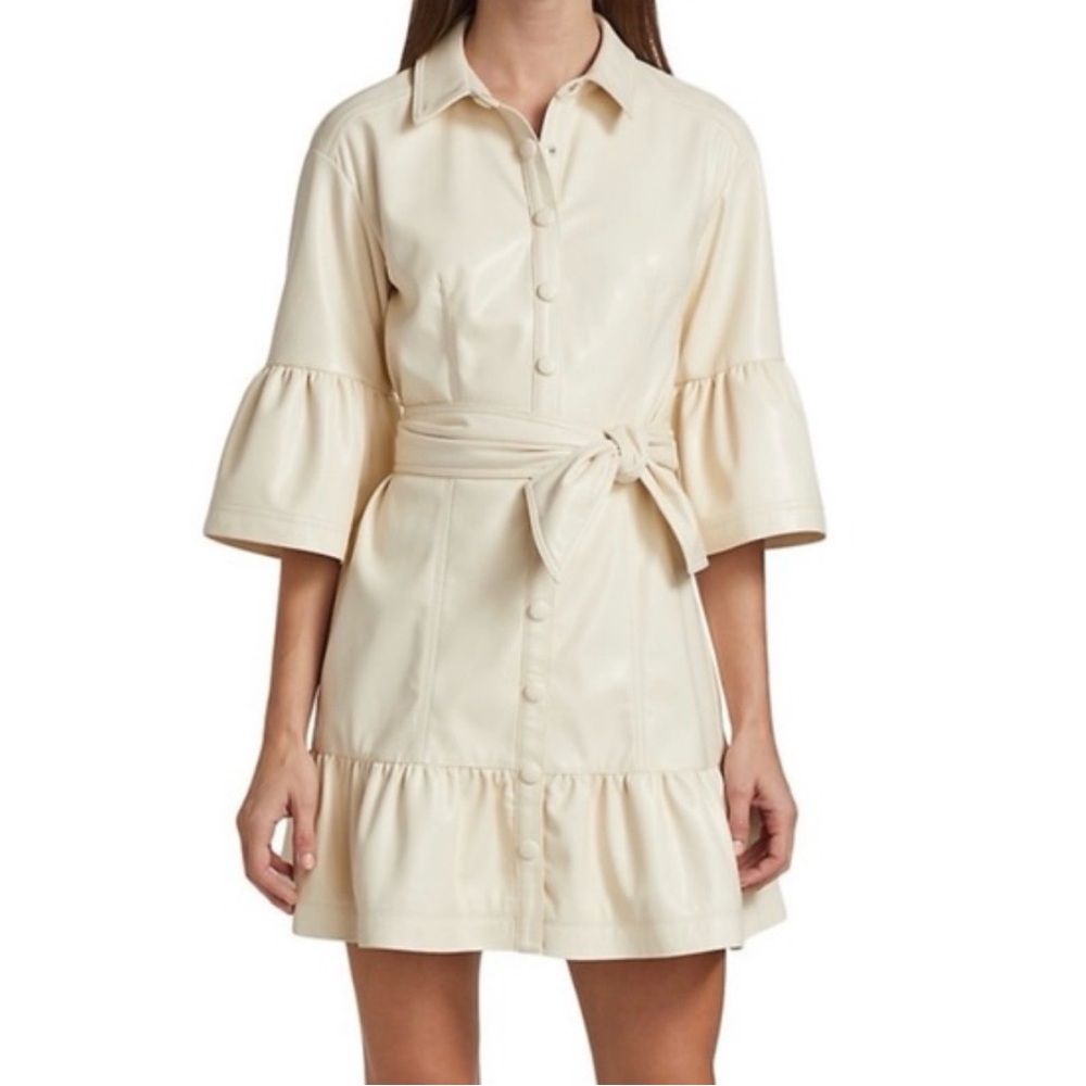 Veronica Beard Cream Belted Mini Dress